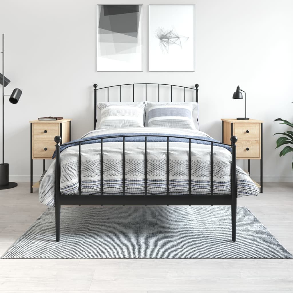 Walplus Pack of 2 Engineered Wood Bedside Cabinet - Light Oak - 32 x 42 x 70 cm