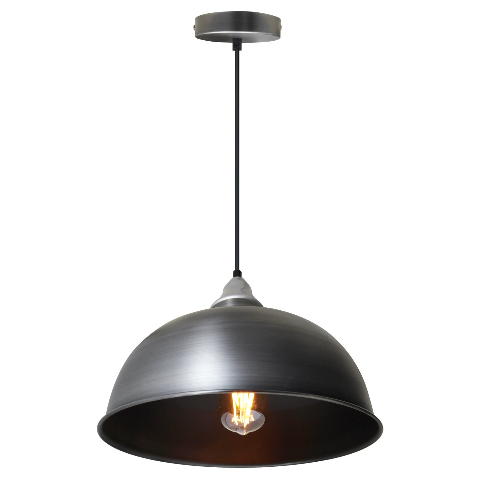 Energy Light Bulbs Dome Ceiling Pendant Light - Antique Stainless Steel