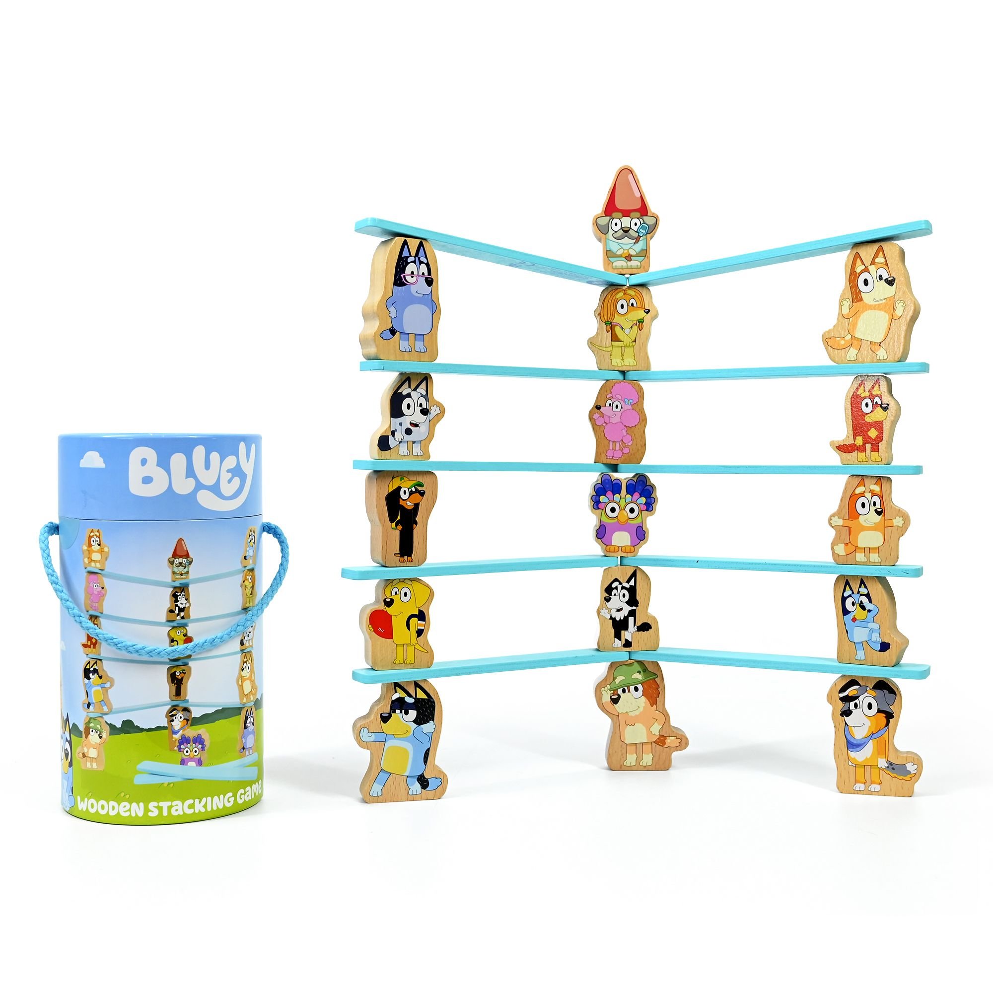 Bluey Wooden Character Stacking Game - Multicoloured