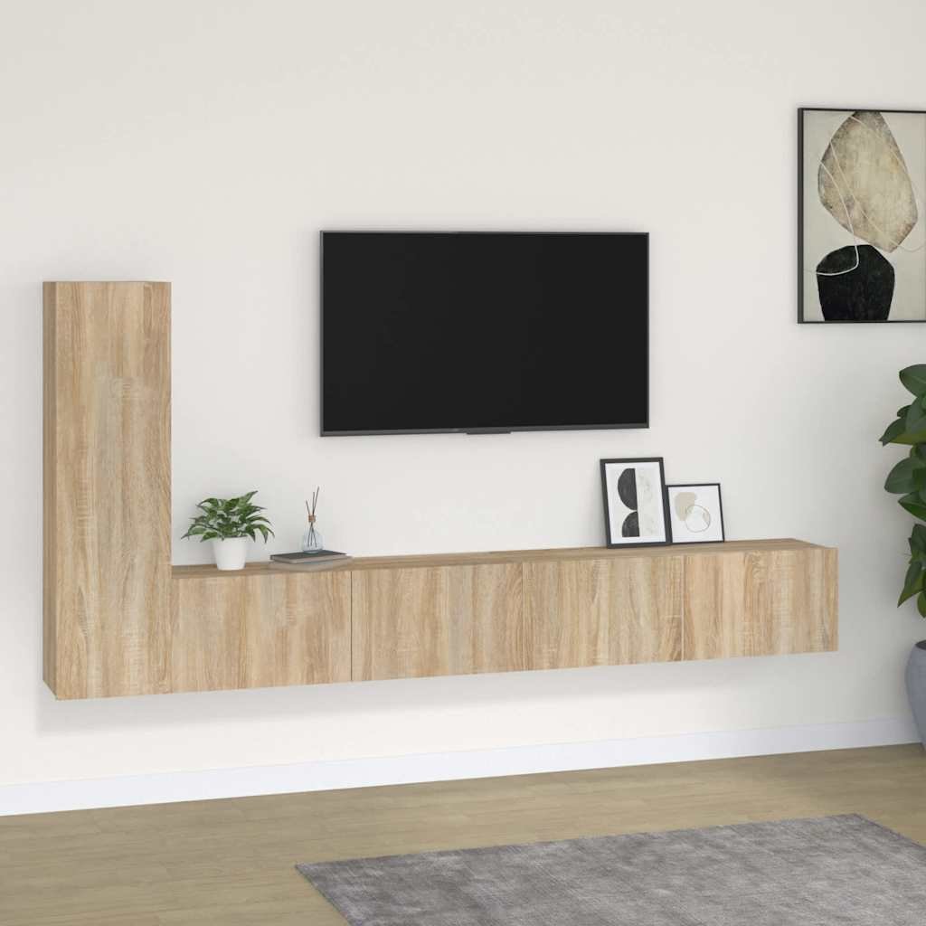 Walplus 3 Piece Engineered Wood TV Cabinet Set - Brown - 100 x 30 x 30 cm