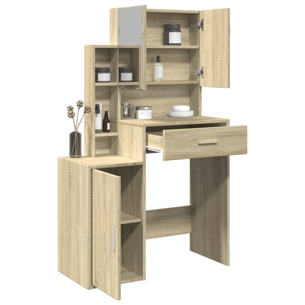 Walplus Glass Dressing Table - Sonoma Oak - 80 x 35 x 132 cm