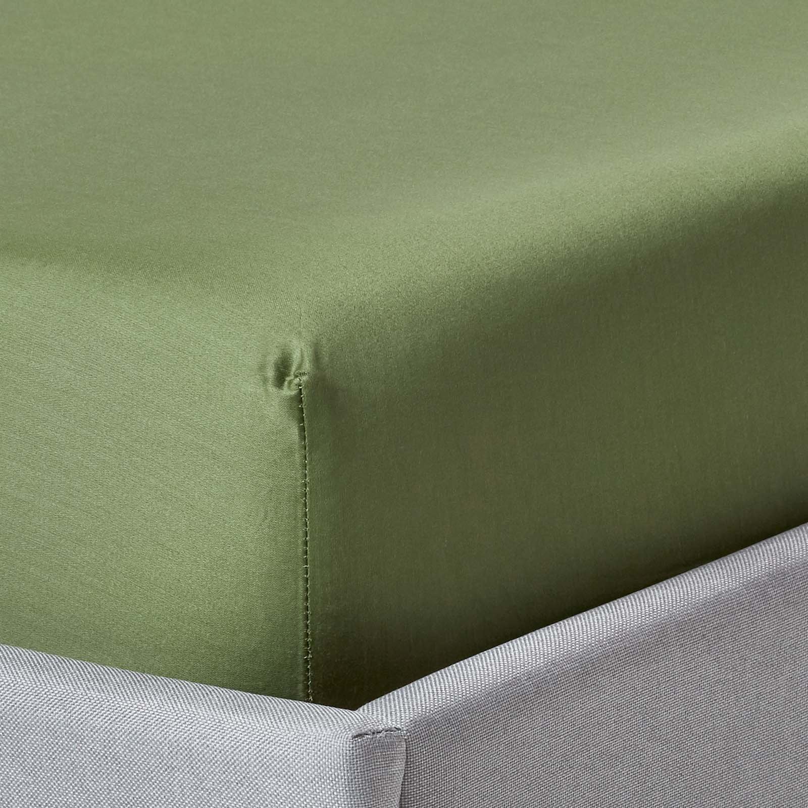 Homescapes Organic Egyptian Cotton Moss Green Deep Fitted Sheet - Single