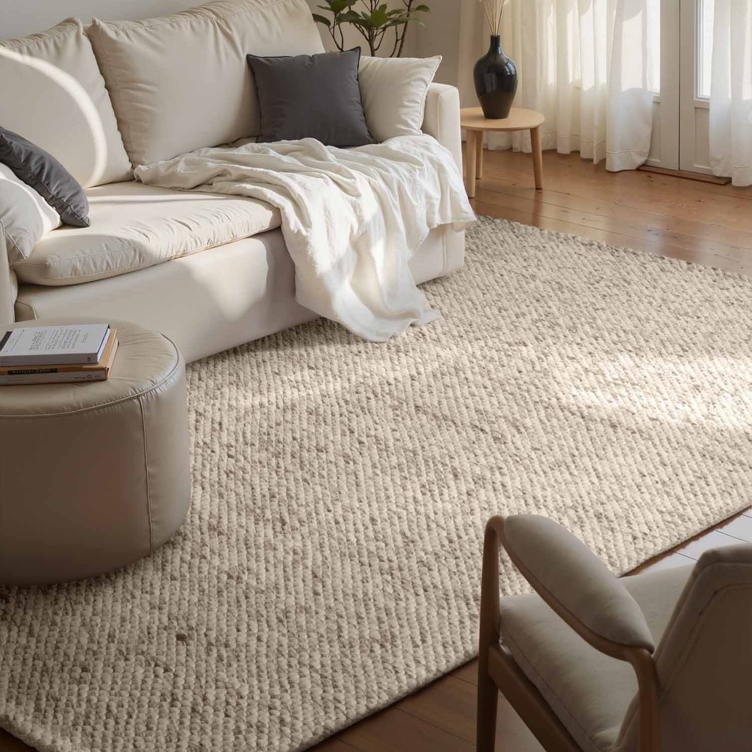 Hanse Home Brown and Cream Lyon Handwoven Wool Beans Rug - 140 x 200cm