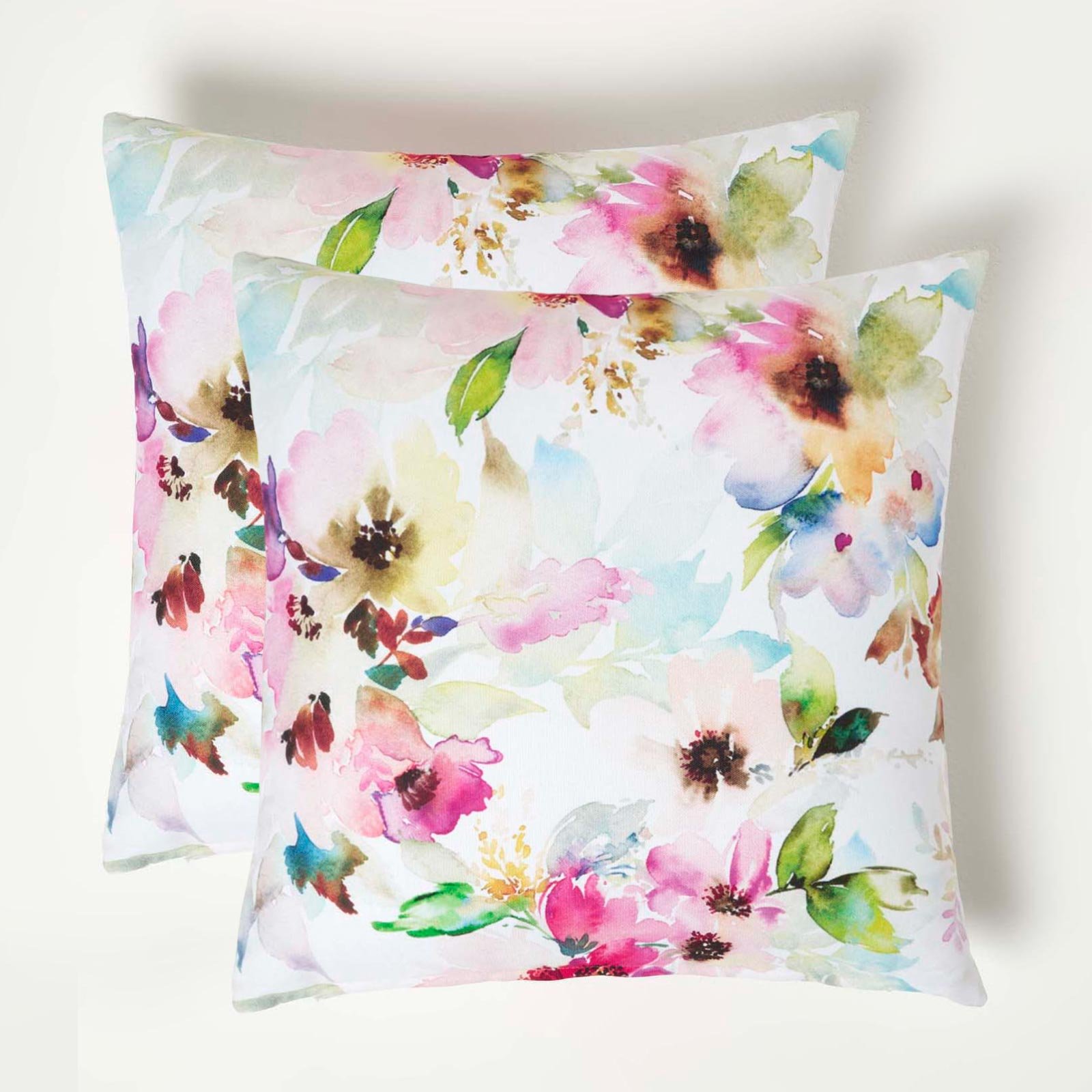 Homescapes Multicoloured Flowers Set of 2 Garden Filled Cushion - 45 x 45 cm