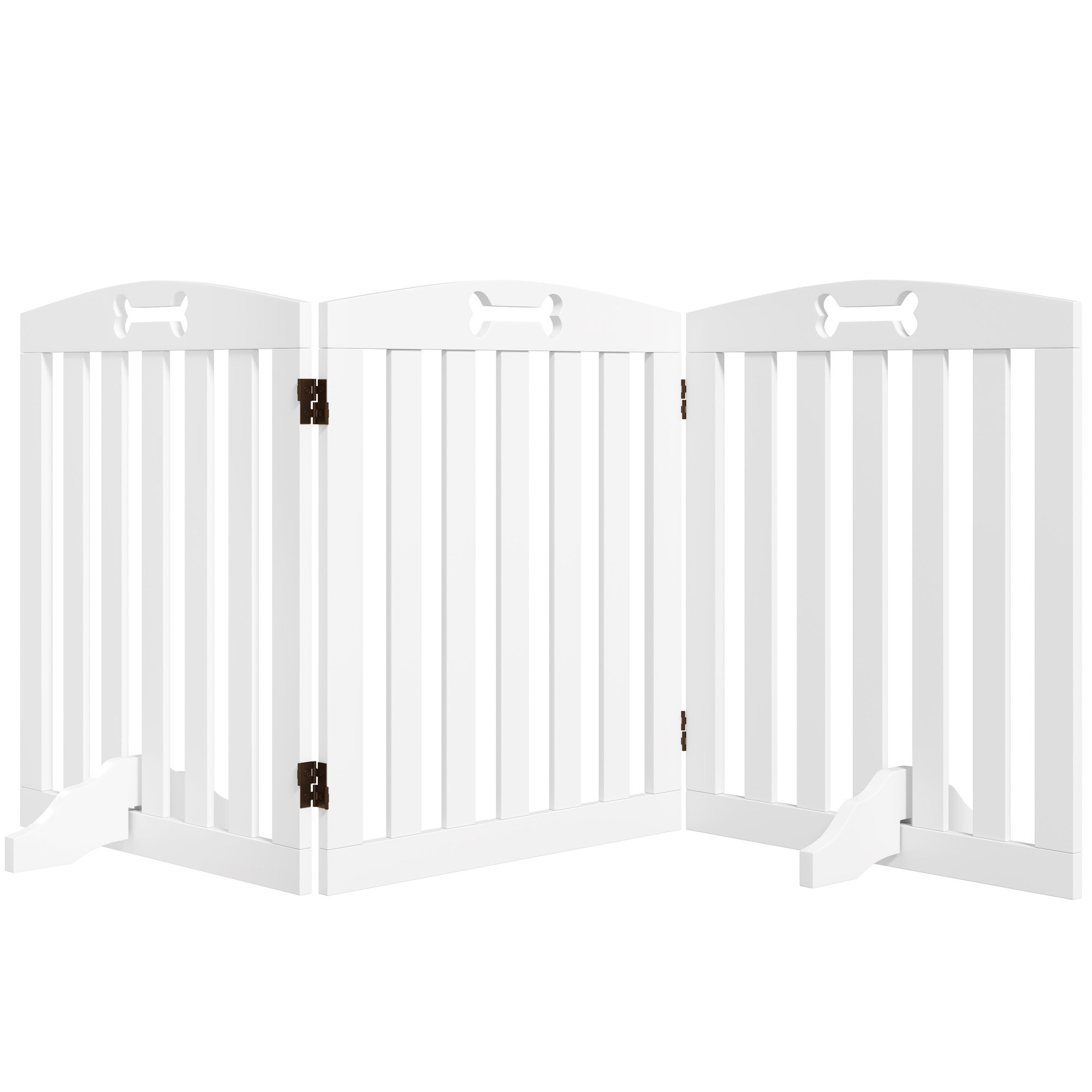 PawHut 3-Panel MDF Freestanding Dog Gate - 155x61cm - White