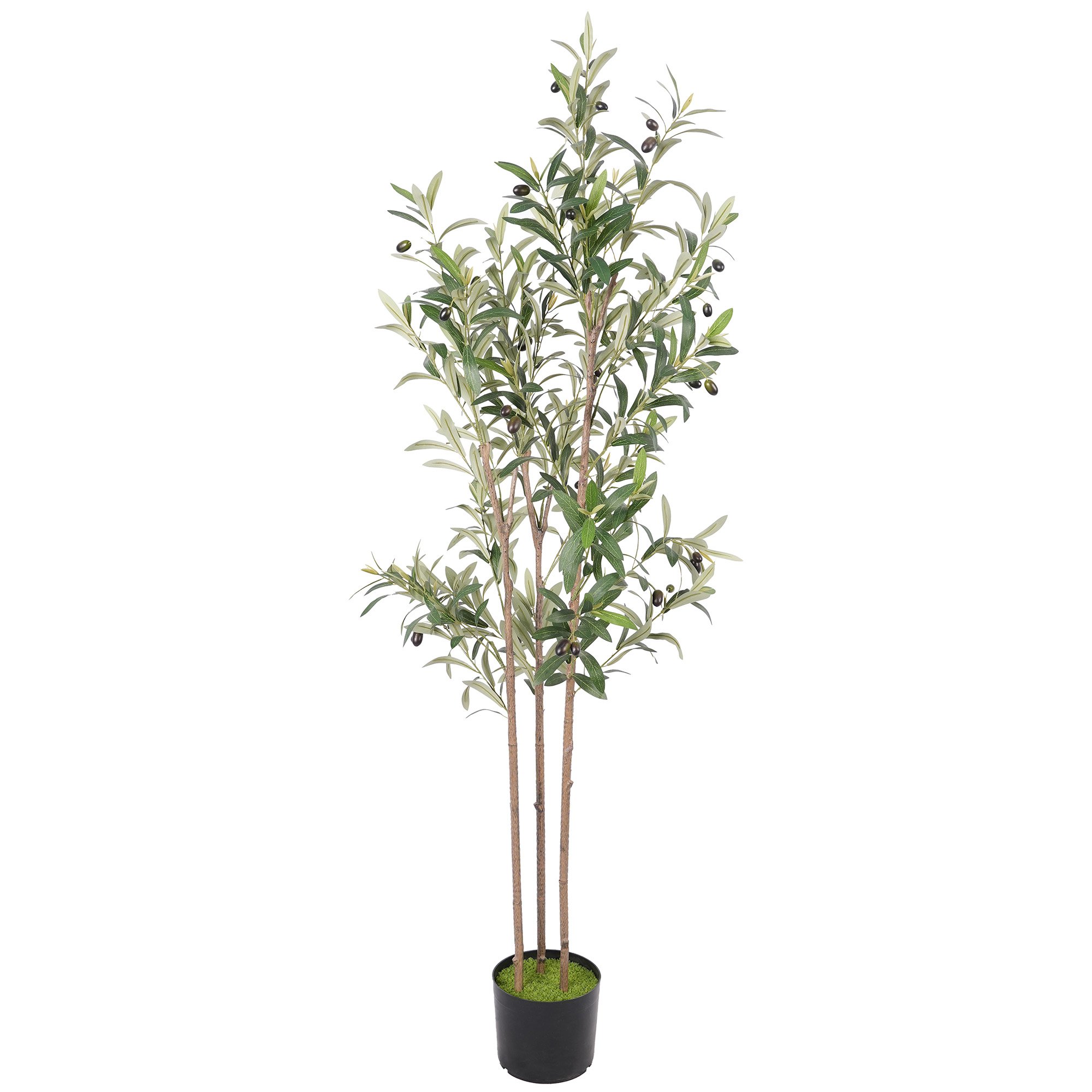 HOMCOM Artificial Olive Tree with 553 Leaves in Cement Pot - Green