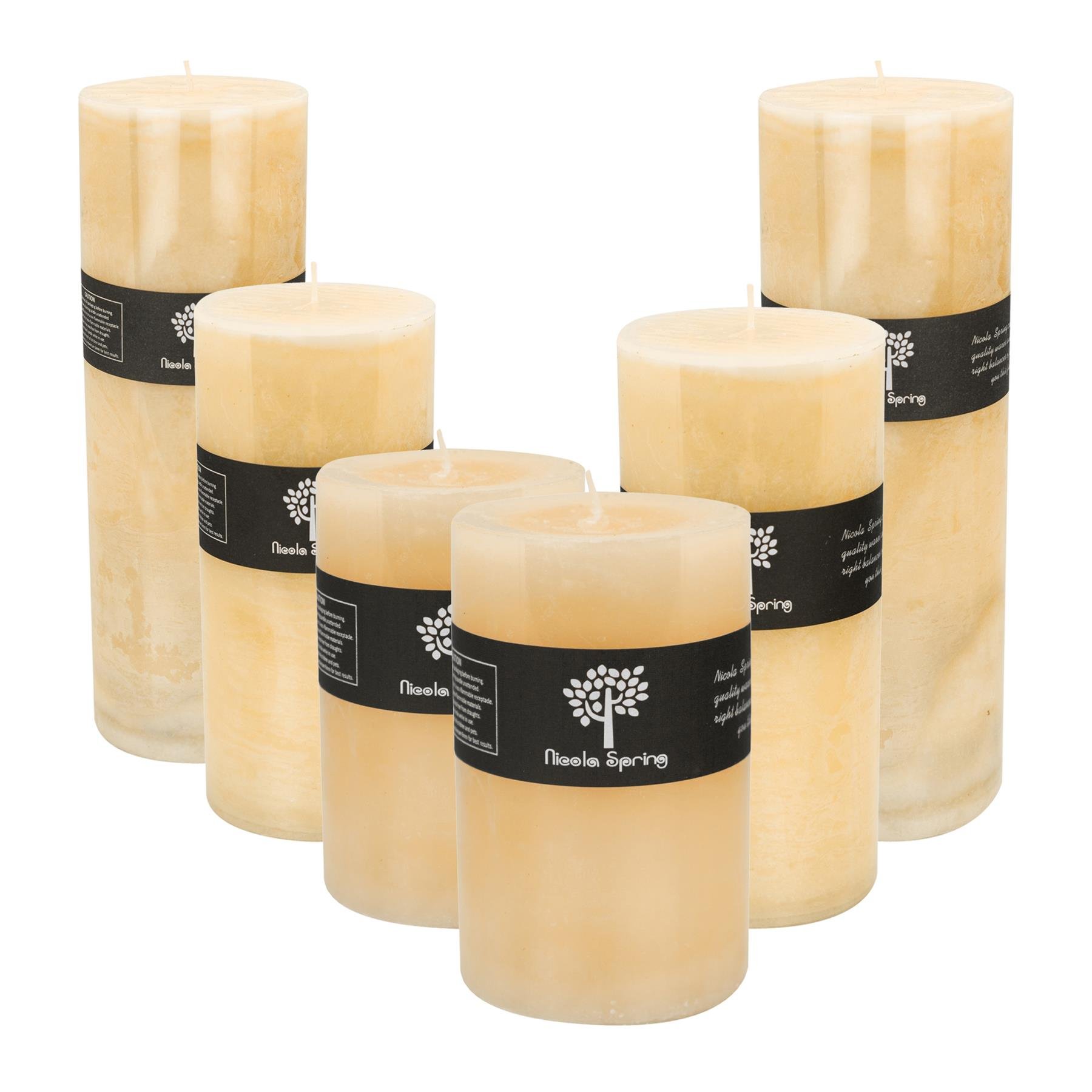 Nicola Spring Pack of 3 130ml Round Vanilla Pillar Candles 3 Sizes - Cream