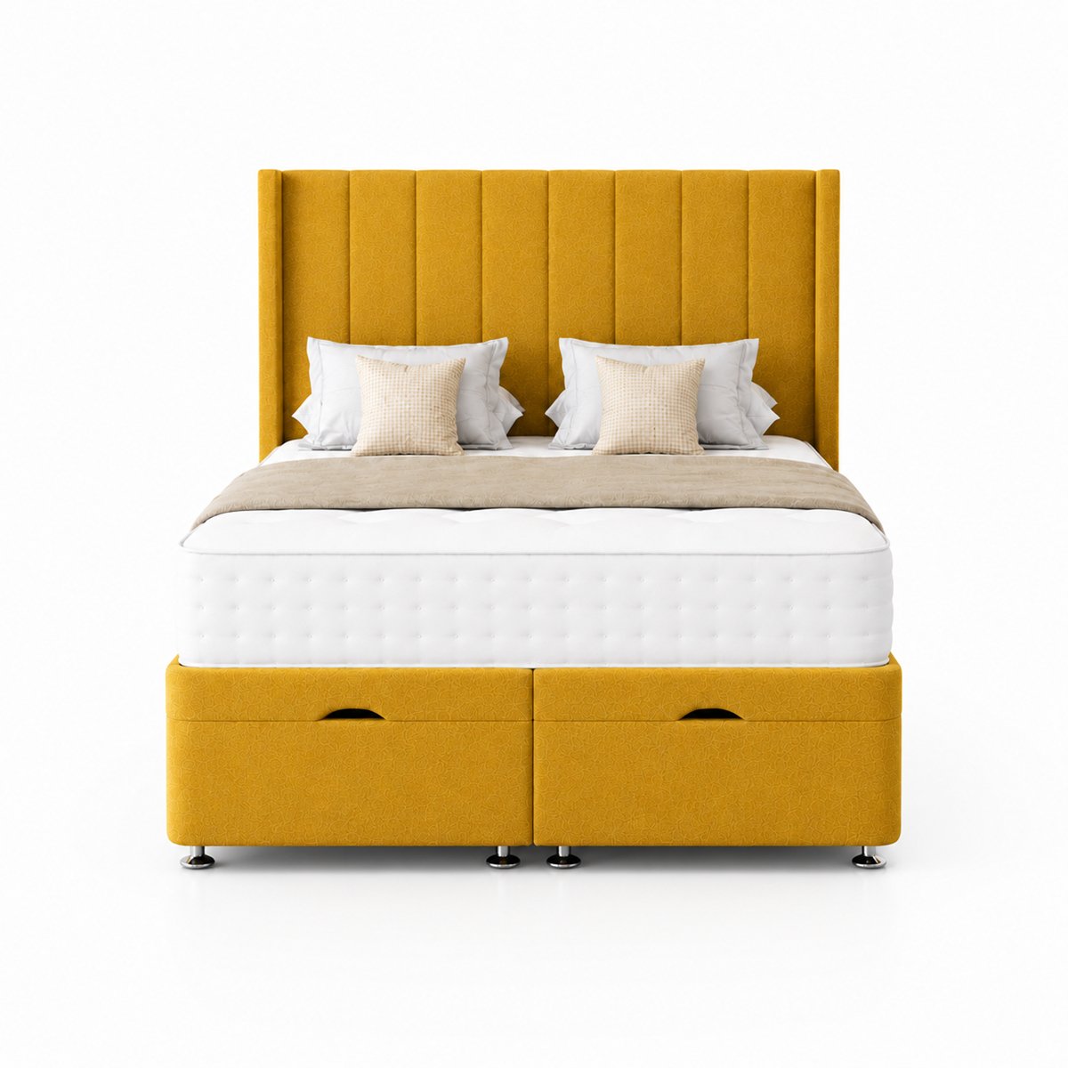 Comfy Deluxe  Ameila Wing 4ft Small Double End Lift Ottoman Bed Set - Mustard