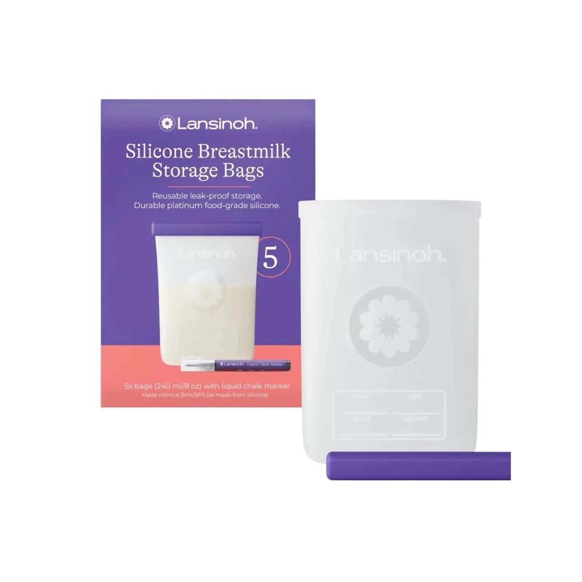 Lansinoh Pack of 5 Silicone Breastmilk Storage Bags