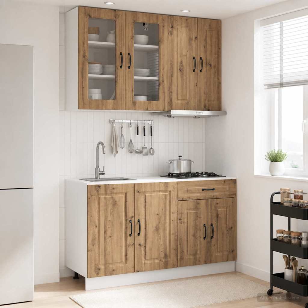Walplus 4 Piece Engineered Wood Kitchen Unit Set - Artisan Oak