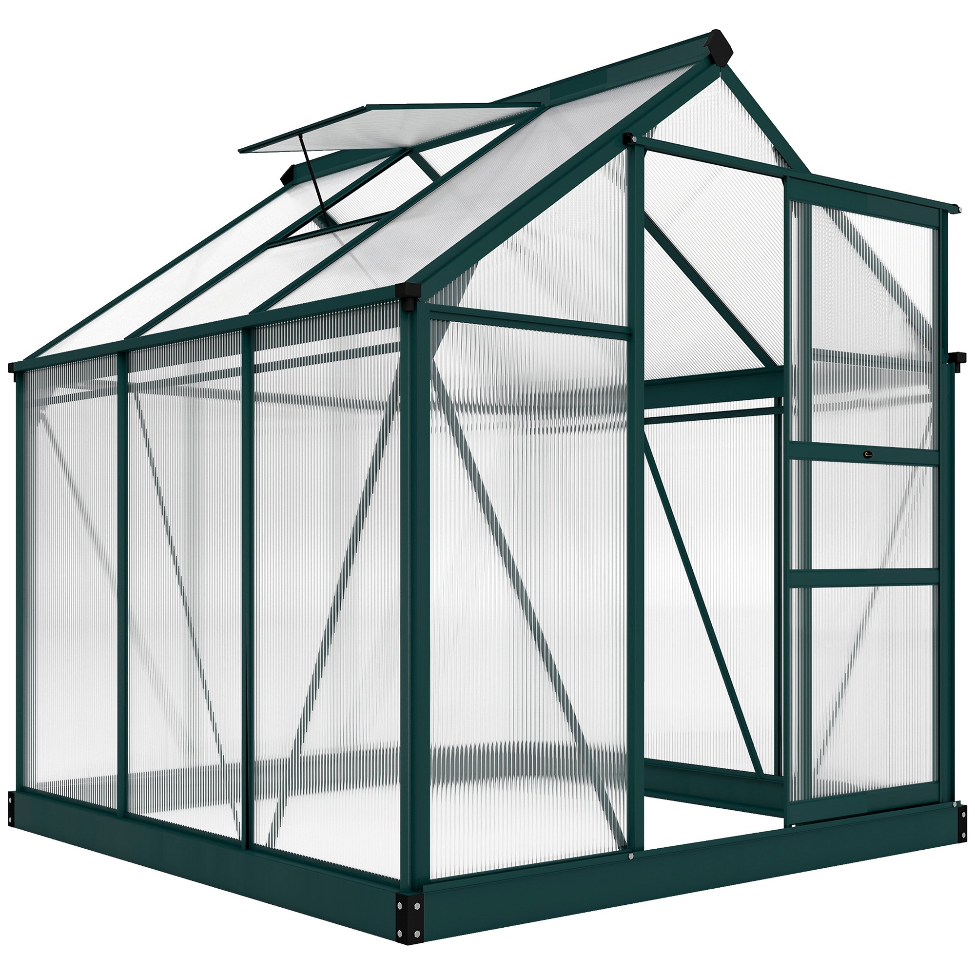 Outsunny Polycarbonate Aluminium Frame Greenhouse – Dark Green