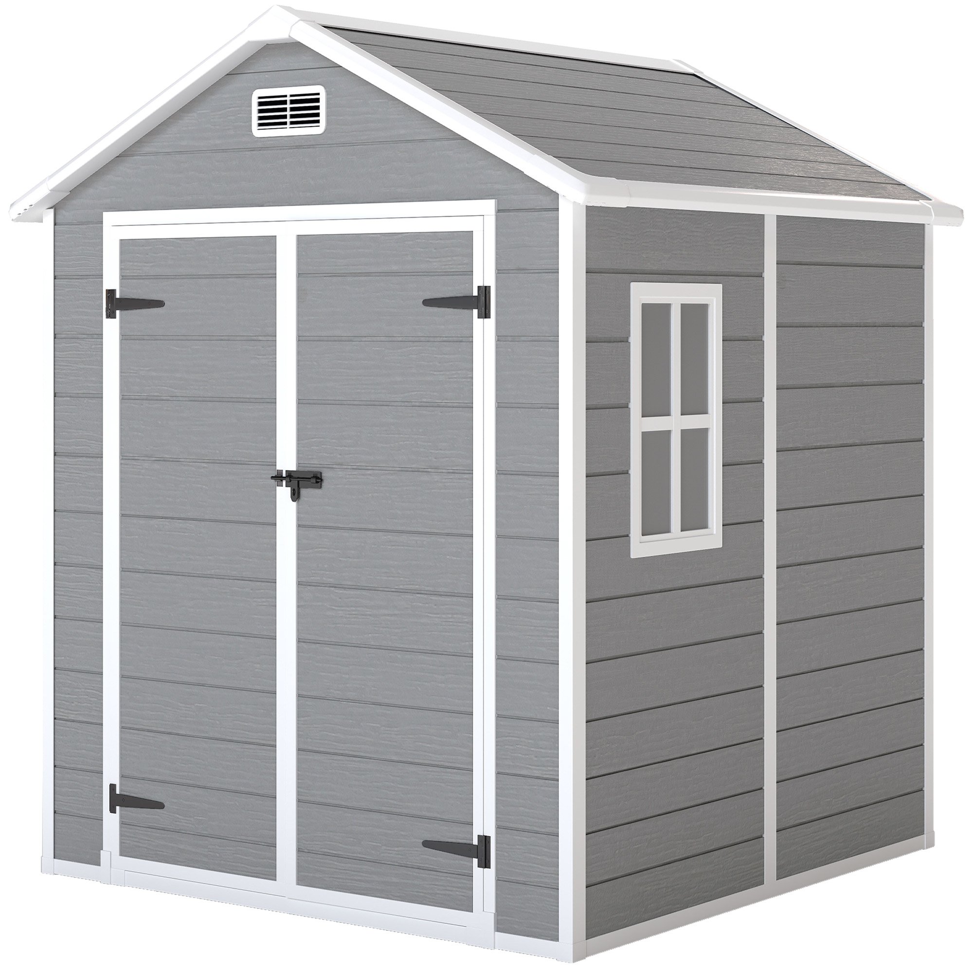 Outsunny Lockable Vented Garden Shed - Grey