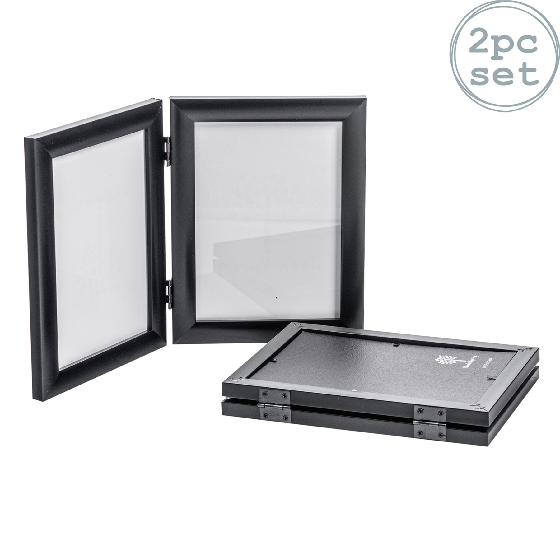 Nicola Spring Folding 2 Photo Frame 5 x 7" Pack of 2 - Black