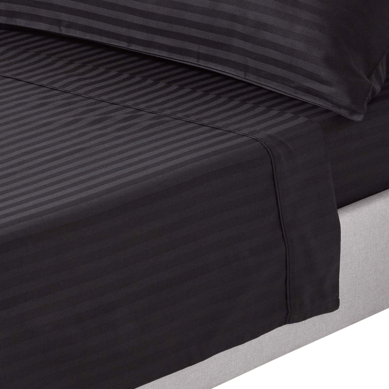 Homesapes Egyptian Cotton Black Satin Stripe Flat Sheet - Single
