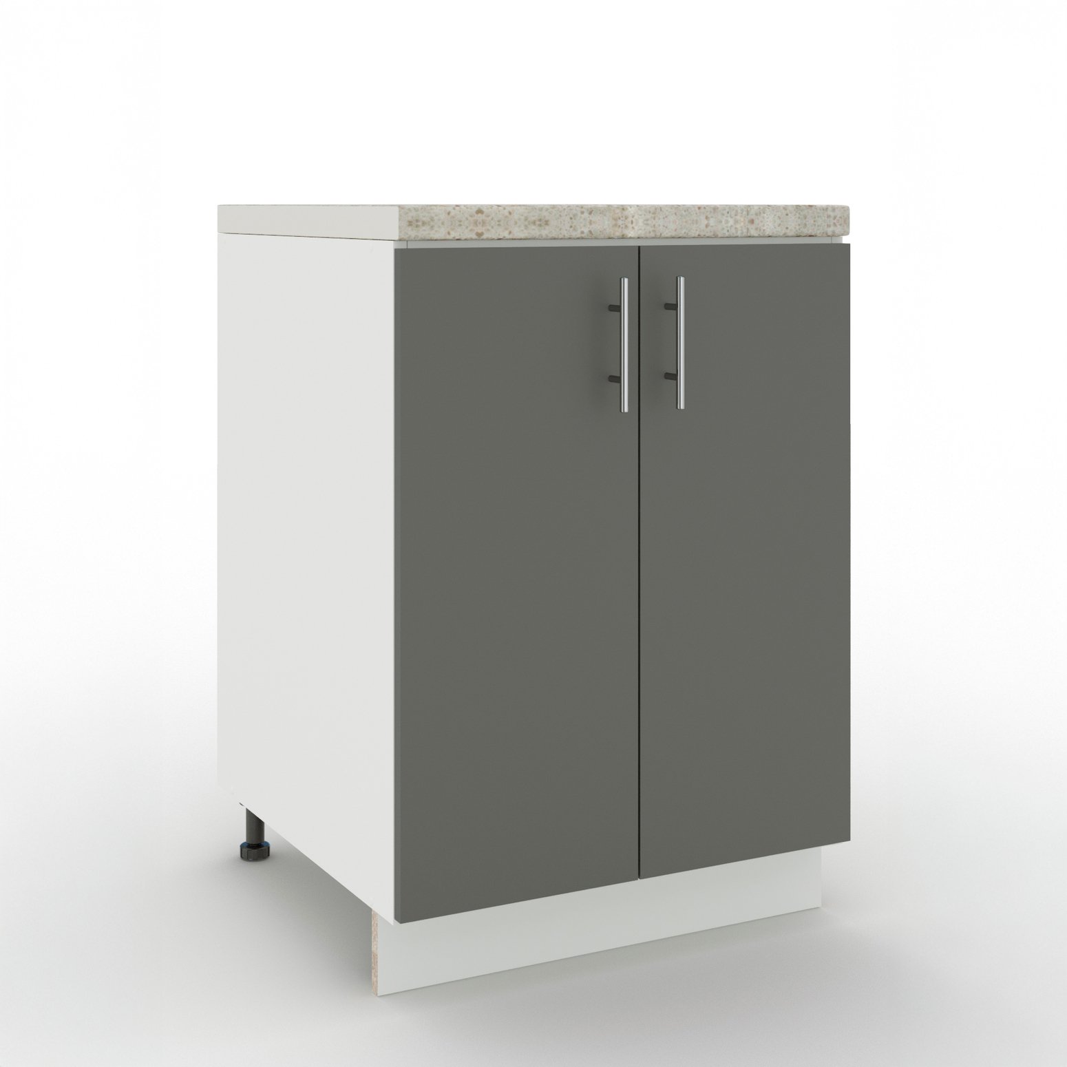 JD Greta 600mm Adjustable Leg Base Cabinet with 2 Doors & Worktop - Grey Matt