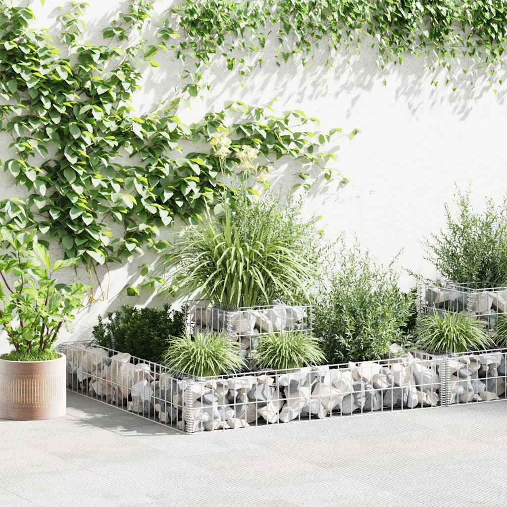 Walplus Galvanised Steel Gabion Planter 120x120x20 - Silver
