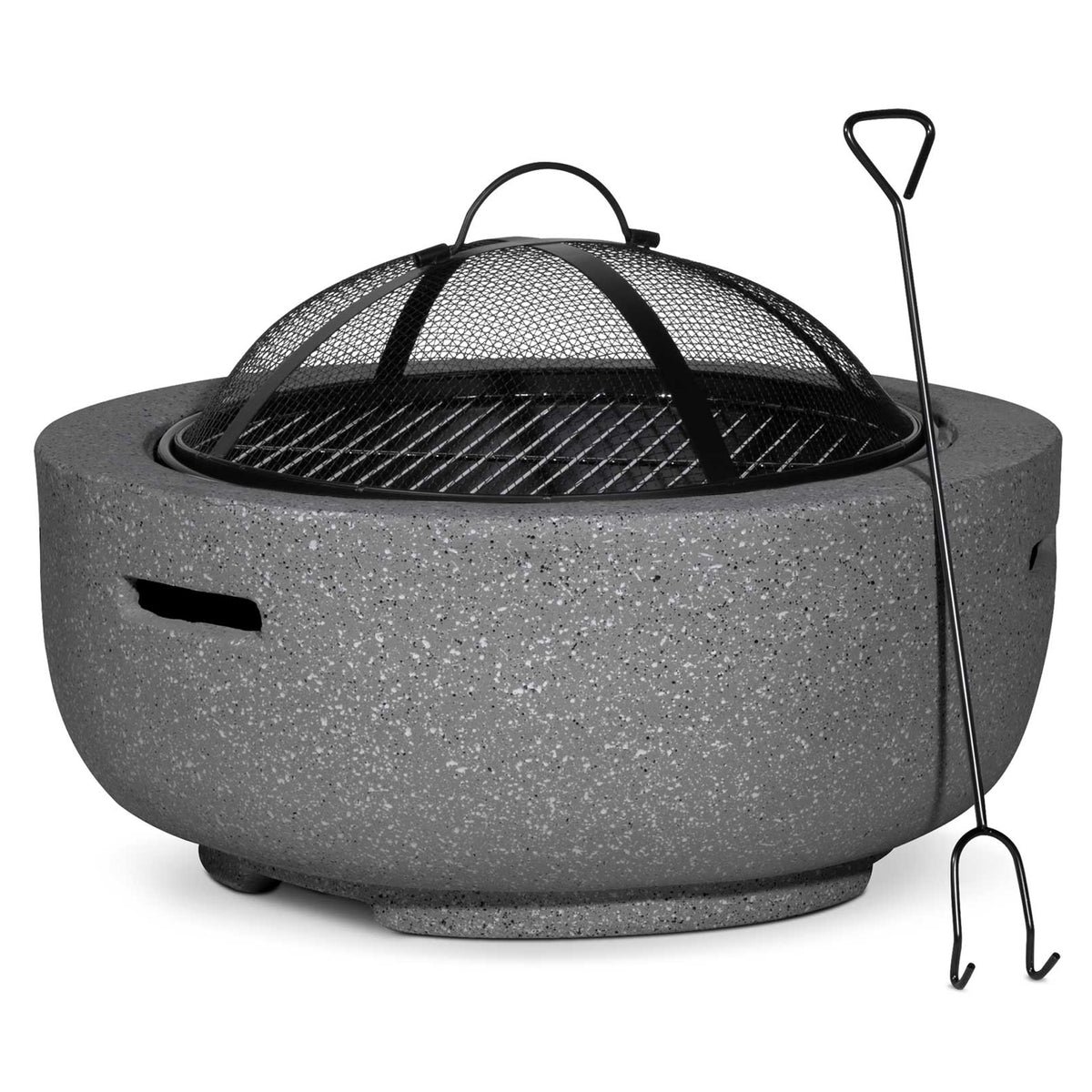 Dellonda MgO Round Outdoor Fire Pit - Dark Grey