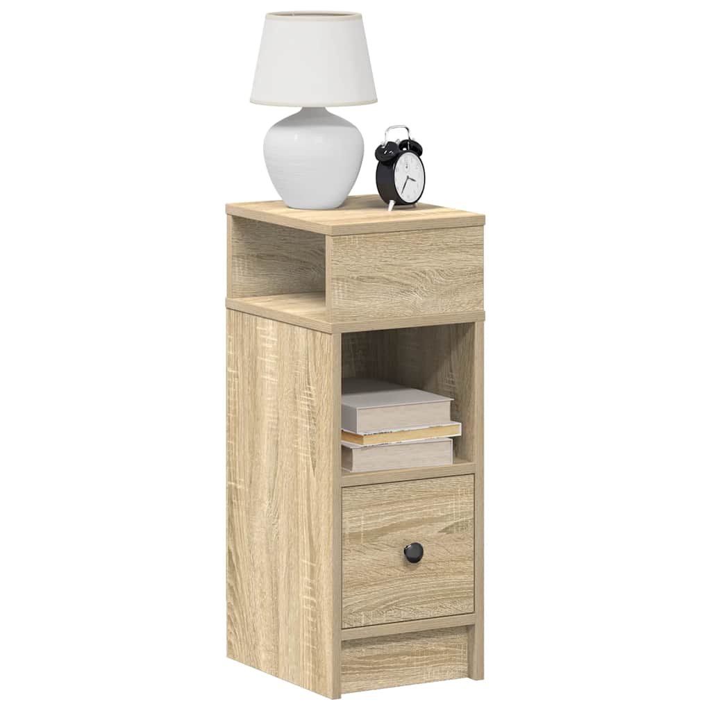 Walplus Pack of 2 1 Drawer Bedside Cabinet - Light Oak - 25 x 31 x 66 cm