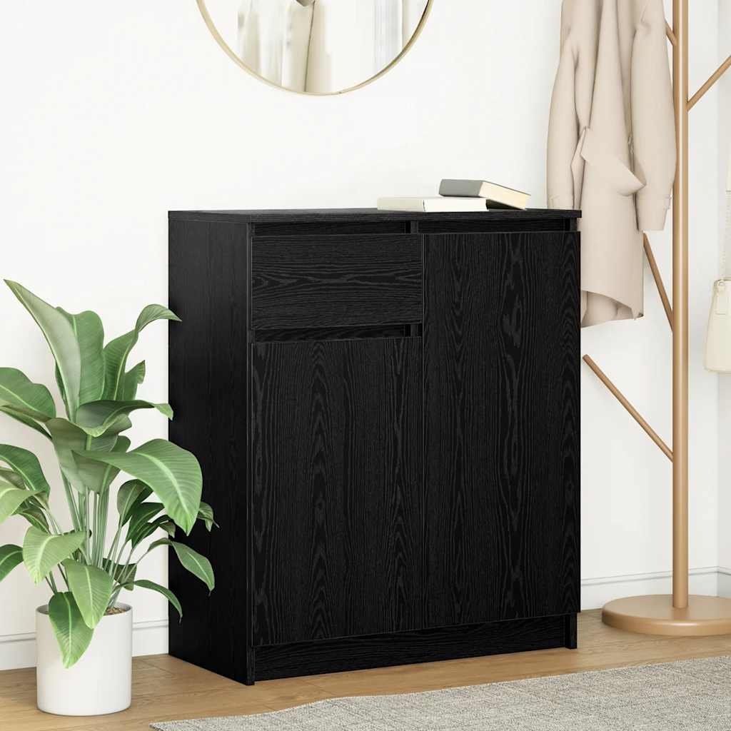Walplus Engineered Wood Sideboard - Black Oak - 71 x 35 x 84 cm