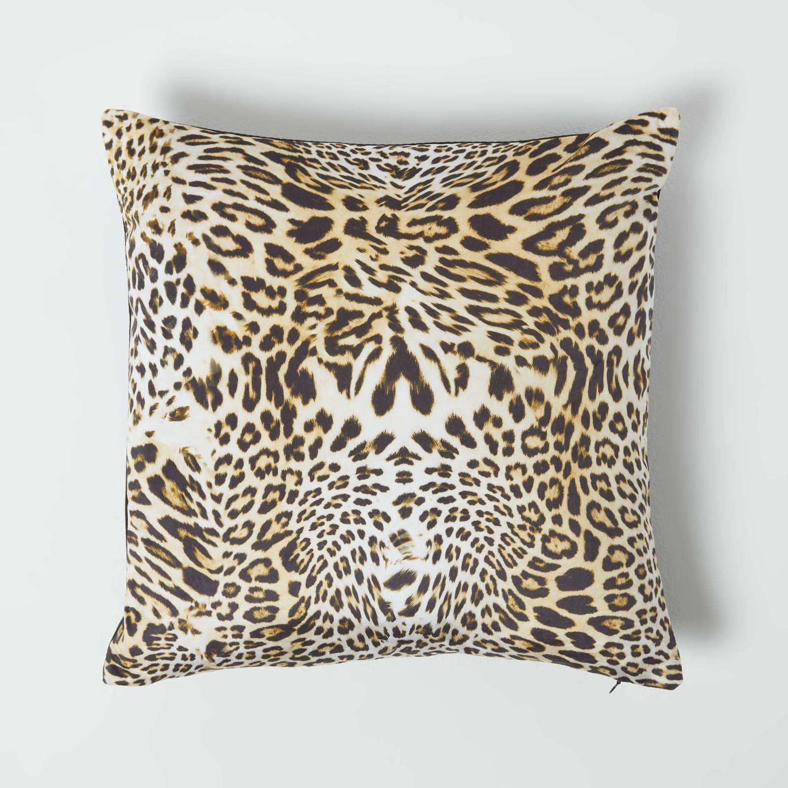 Homescapes Gold Leopard Print Velvet Filled Cushion