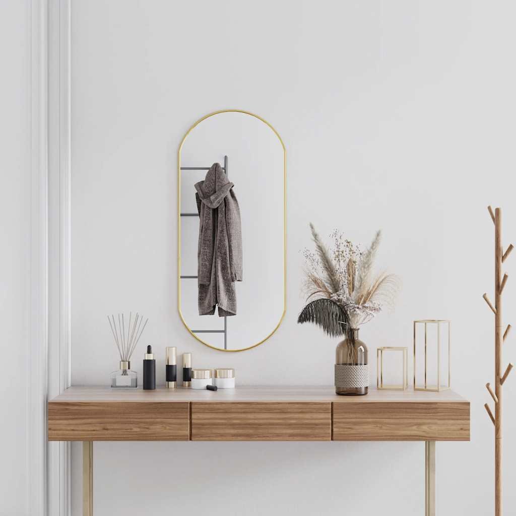 Walplus Oval Glass Wall Mirror - Gold - 90 x 40 cm