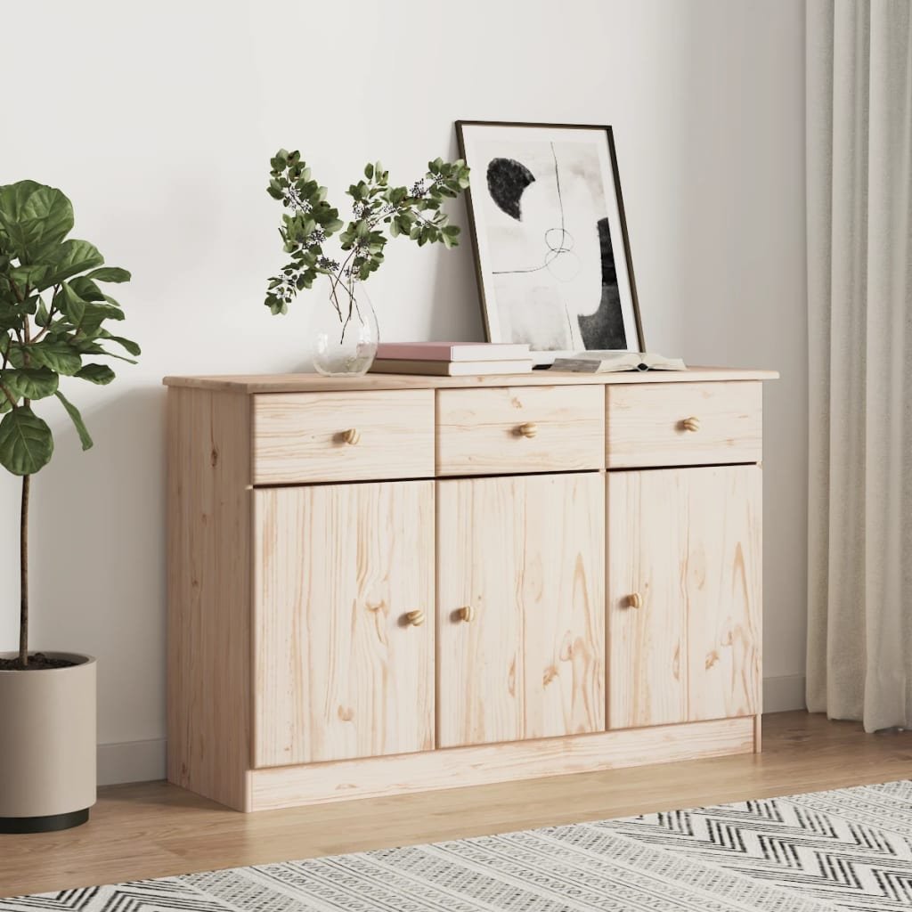 Walplus Solid Pine Wood ALTA Sideboard - 112 x 35 x 73 cm