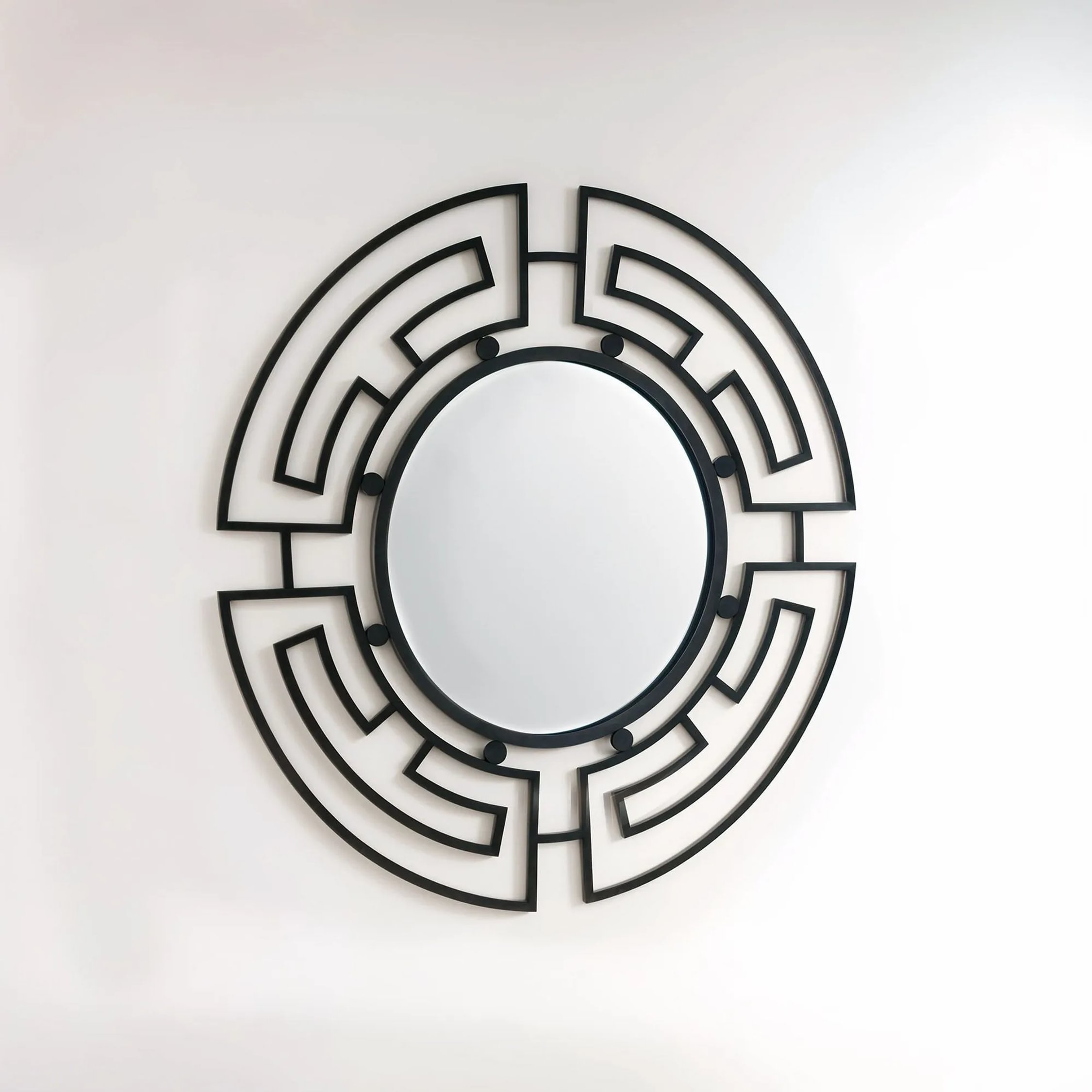 Orsina Jalal Metal Frame Round Wall Mirror – Black