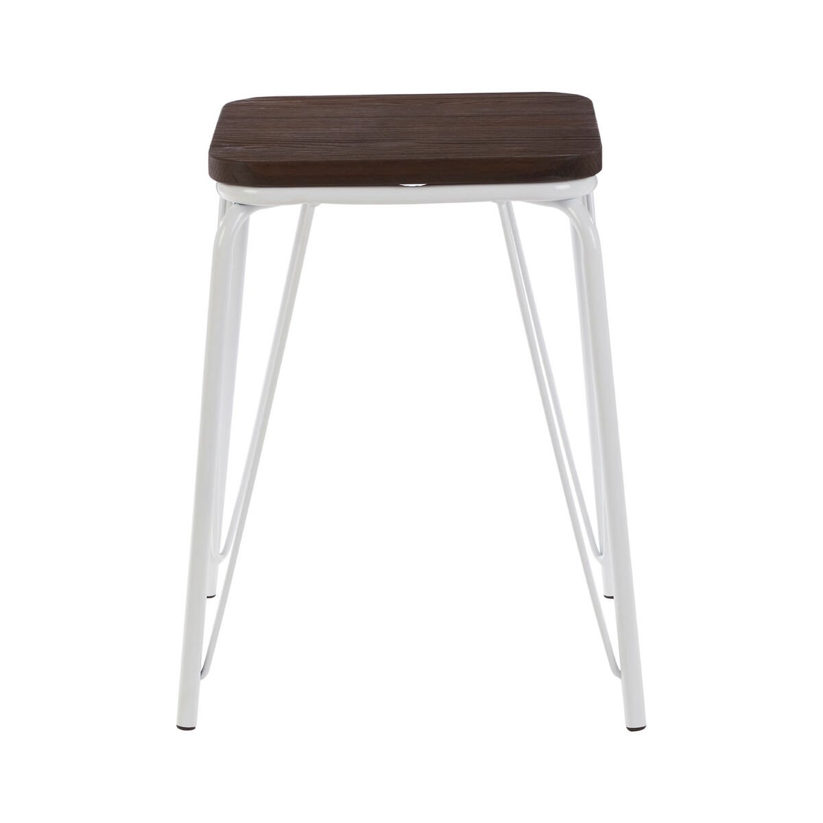 Orsina District Elm Wood Small Stool – Brown & White