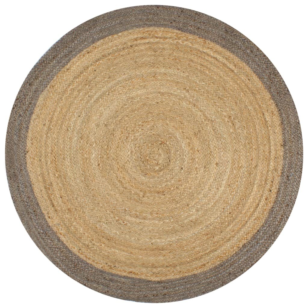 Walplus Jute Rug - Natural and Grey - 90 cm