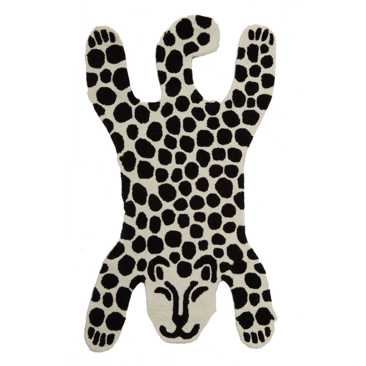 Orsina Black and White Kids Leopard Rug - 90 x 150cm