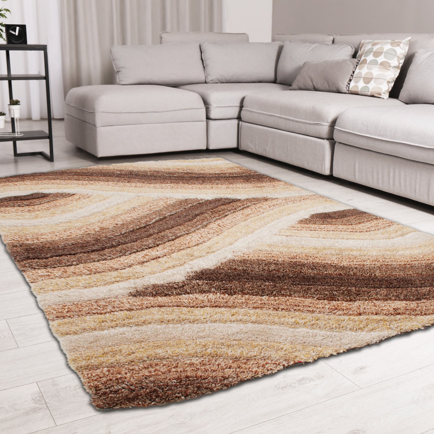 DS Living Ultra Plush Wave Shaggy Rug - Choc Latte - 230x160cm