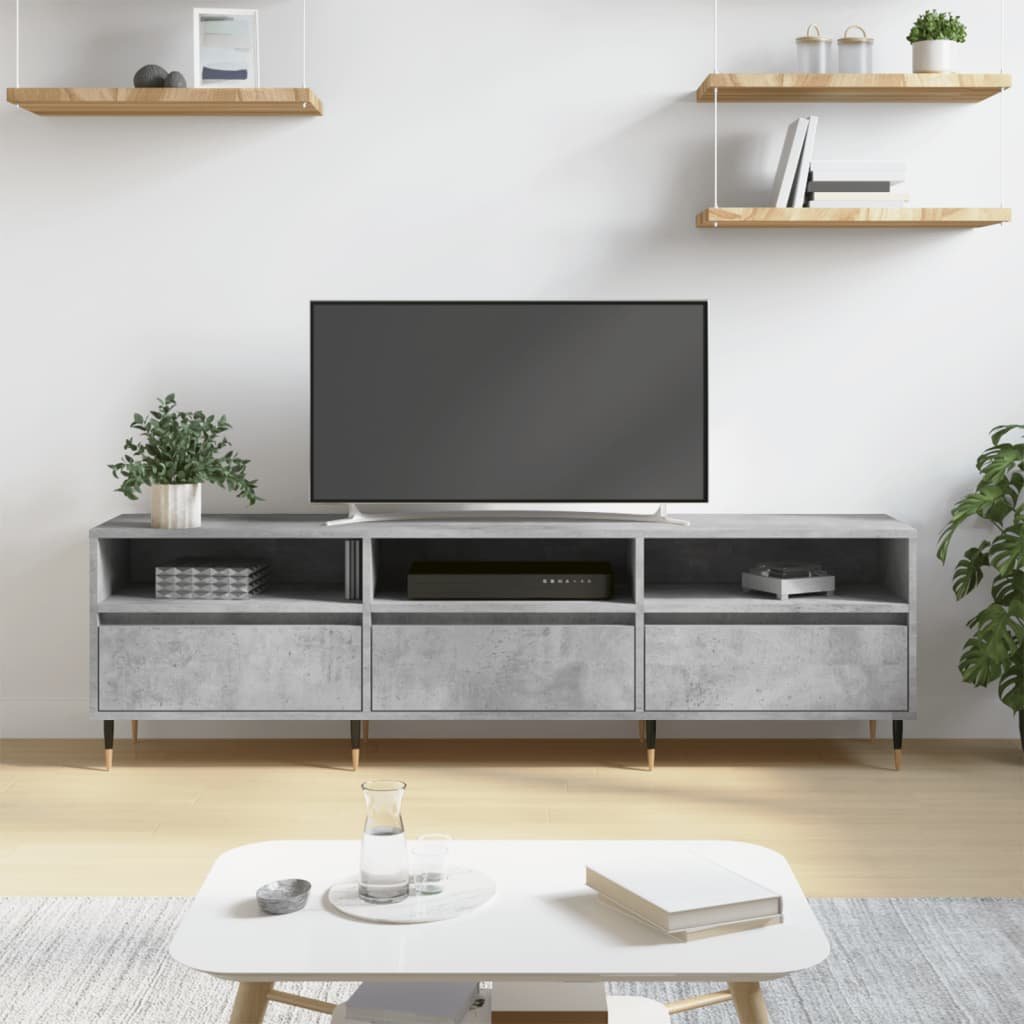 Walplus Engineered Wood Television Cabinet - Stone Grey - 150 x 30 x 44.5 cm
