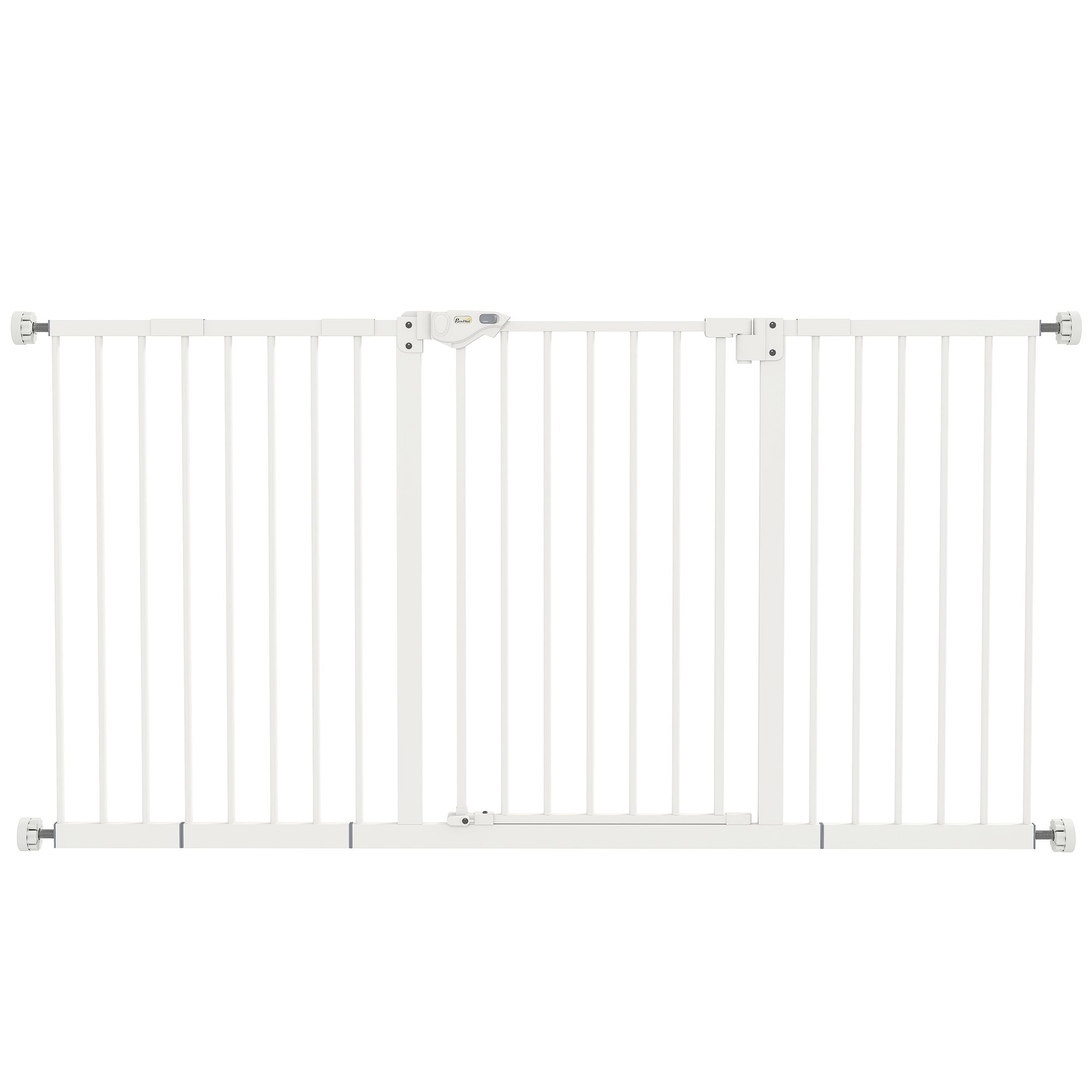 PawHut Pressure Fit 3-Extension Auto Close Dog Gate - 74-148cm - White