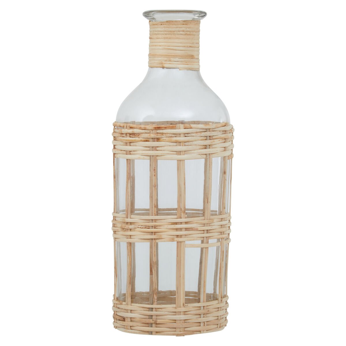 Orsina Kuta Large Cane and Glass Vase – Natural