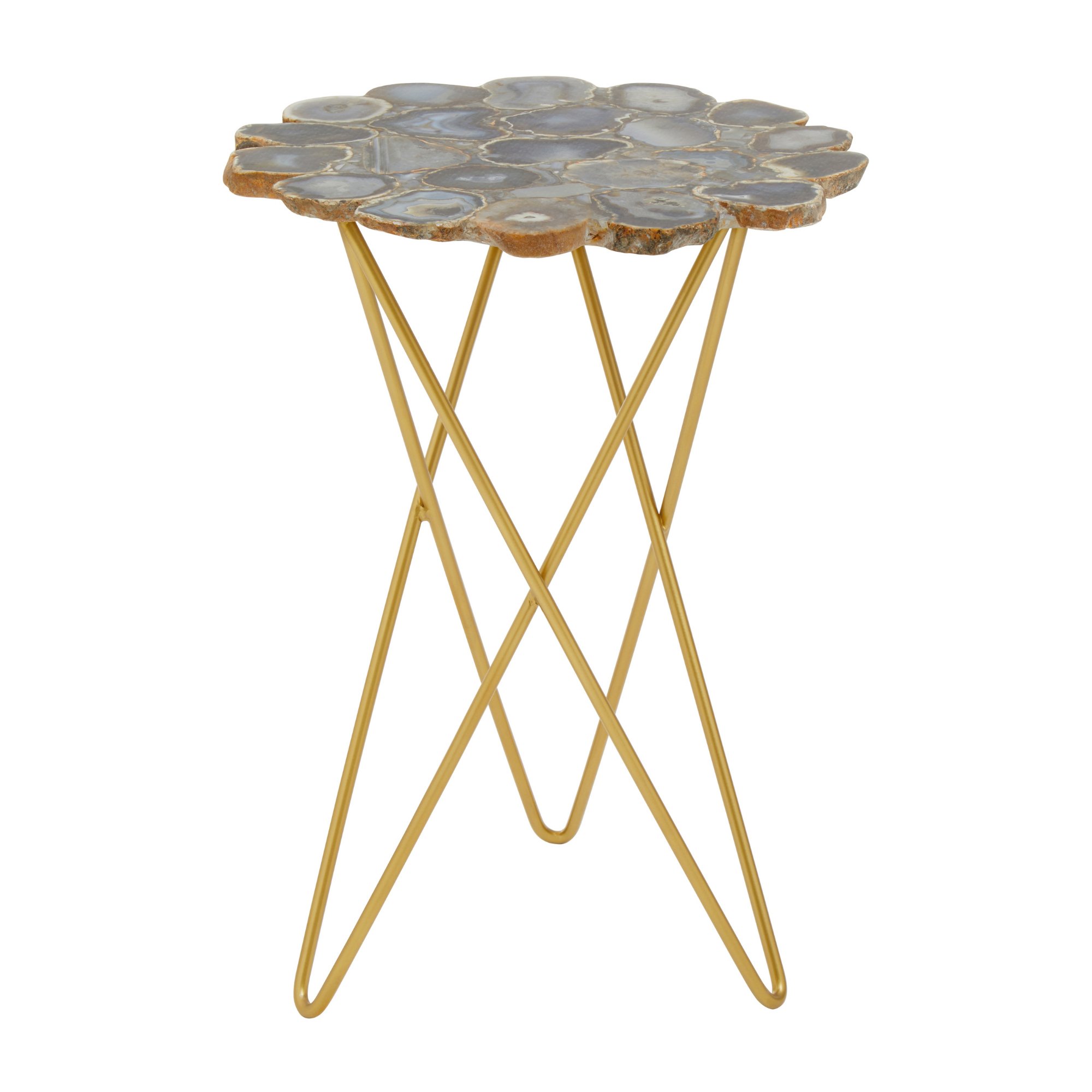Orsina Jaipur Side Table with Agate Top – Gold