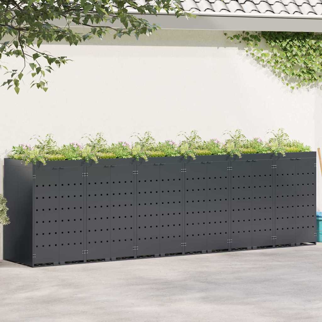 Walplus Steel Wheelie Bin Store - Anthracite - 408 x 77.5 x 121.5 cm