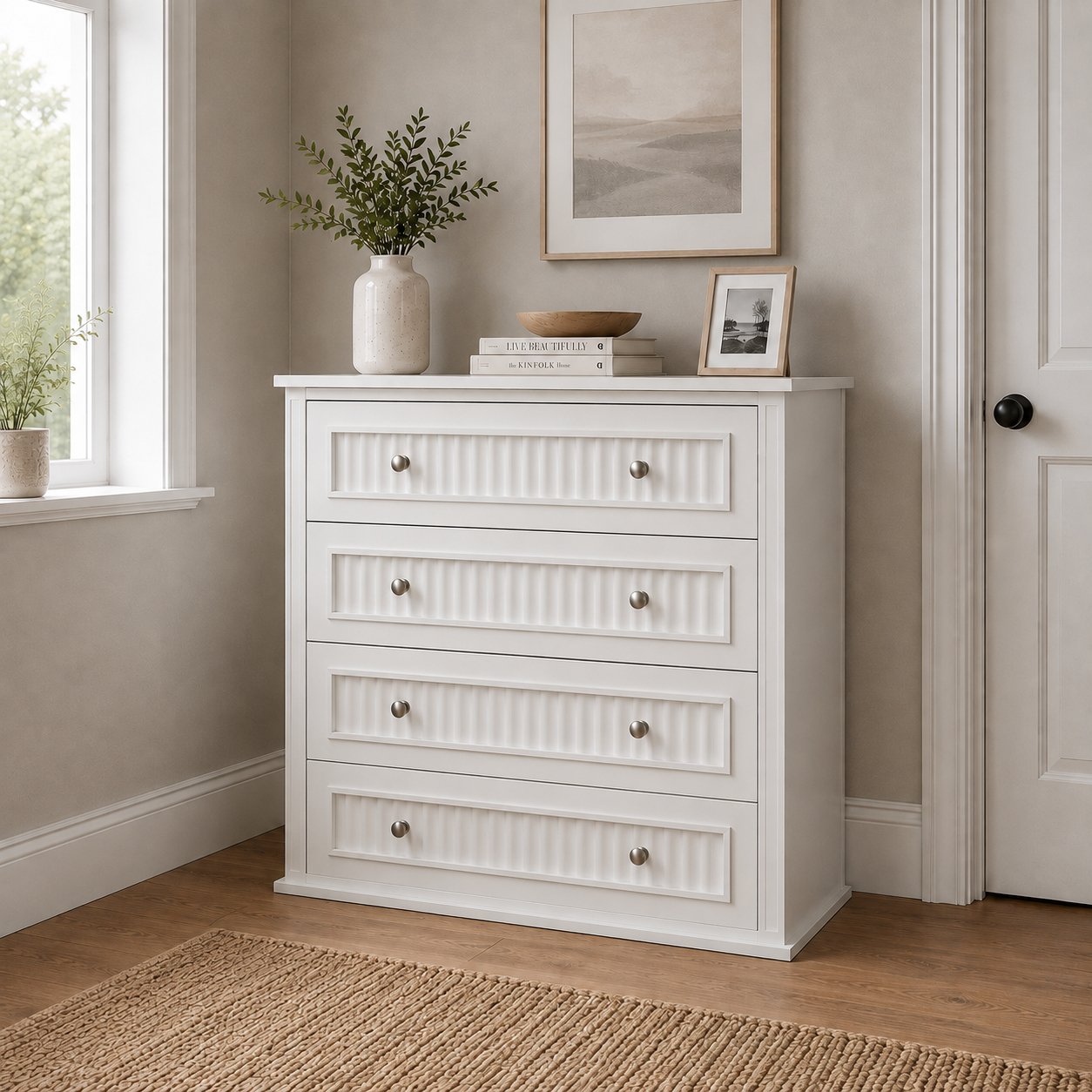Home Treats Ripple 4 Drawer Chest - White