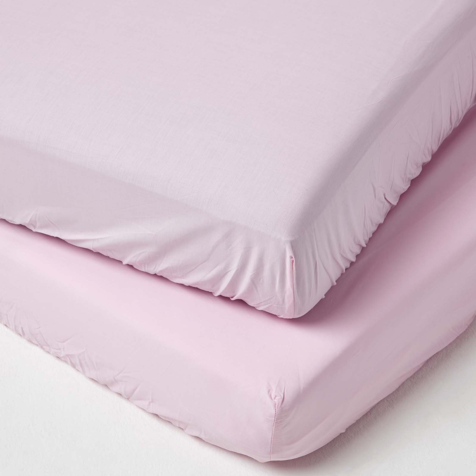 Homescapes Pack Of 2 Egyptian Cotton Pink Kids Fitted Sheets - Cot