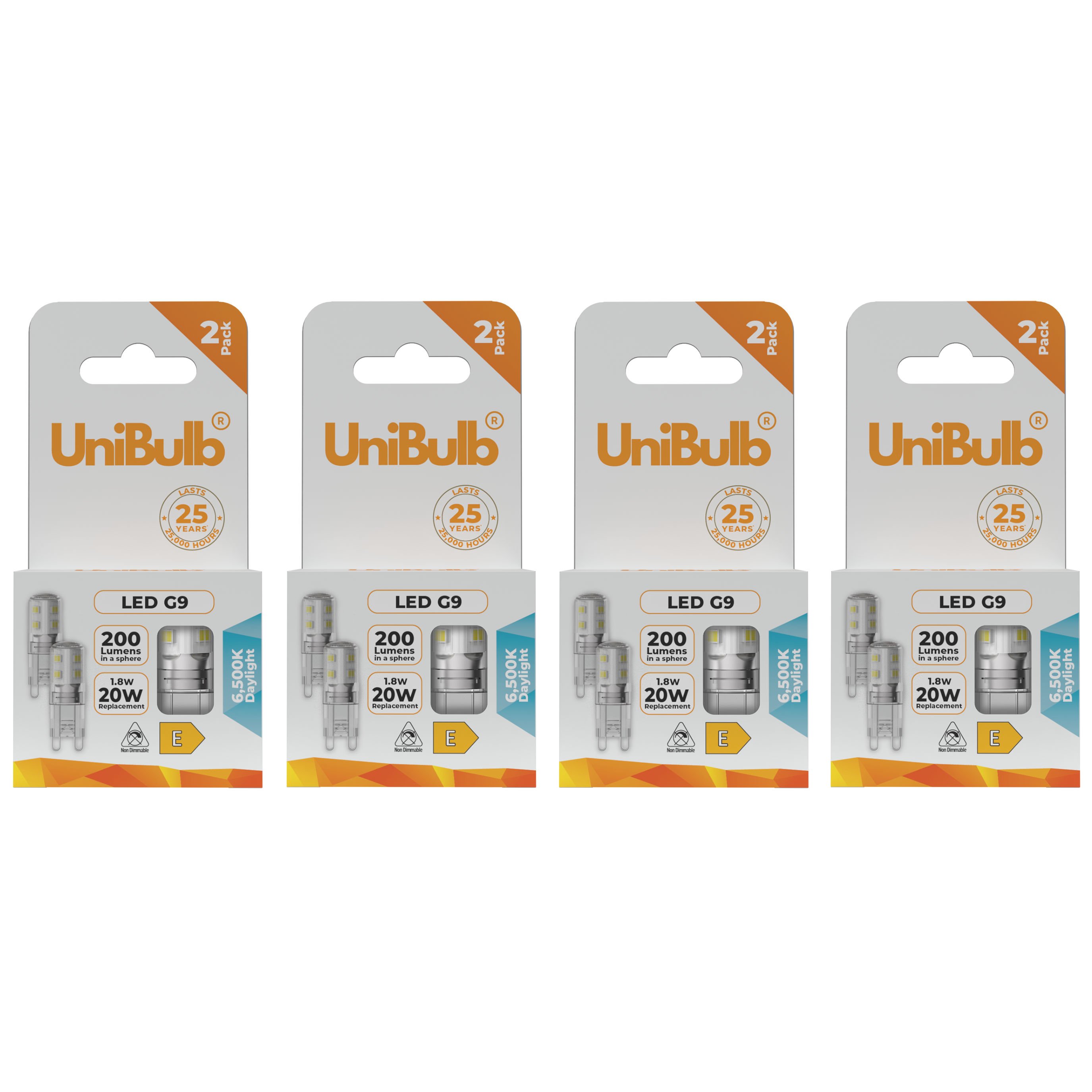 UniBulb 1.8W LED Daylight Capsule G9 Light Bulb - Pack of 8
