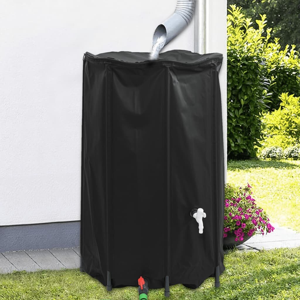 Walplus PVC Water Container with Tap Foldable 500 L - Black - 80 x 100 cm