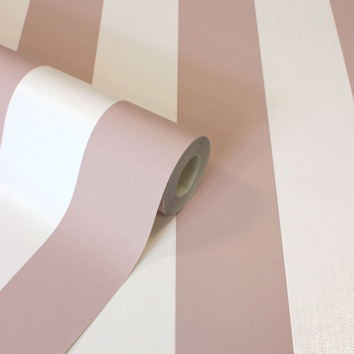 Fine Decor Juliette Stripe Vinyl Textured Wallpaper - Pink