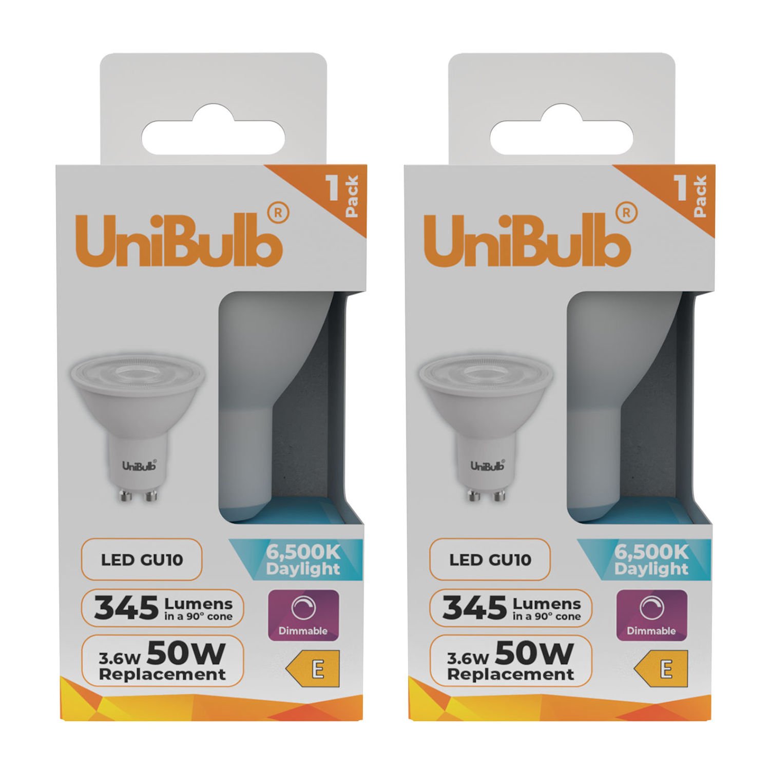 UniBulb 3.6W LED Daylight Dimmable Spotlight GU10 Light Bulb - Pack of 2