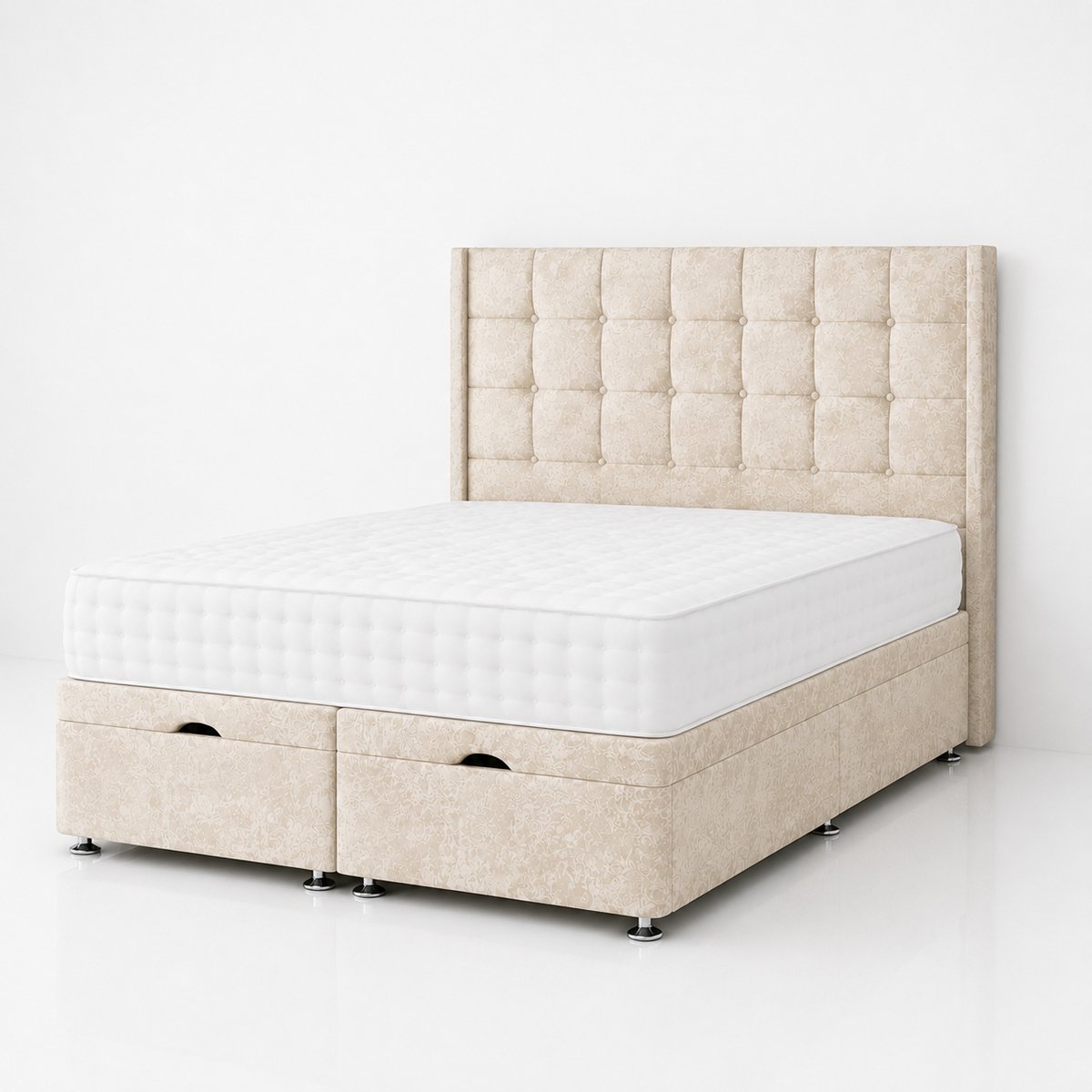 Comfy Deluxe Kai 6ft Super king  Ottoman End Lift  Bed Set - Crush Cream