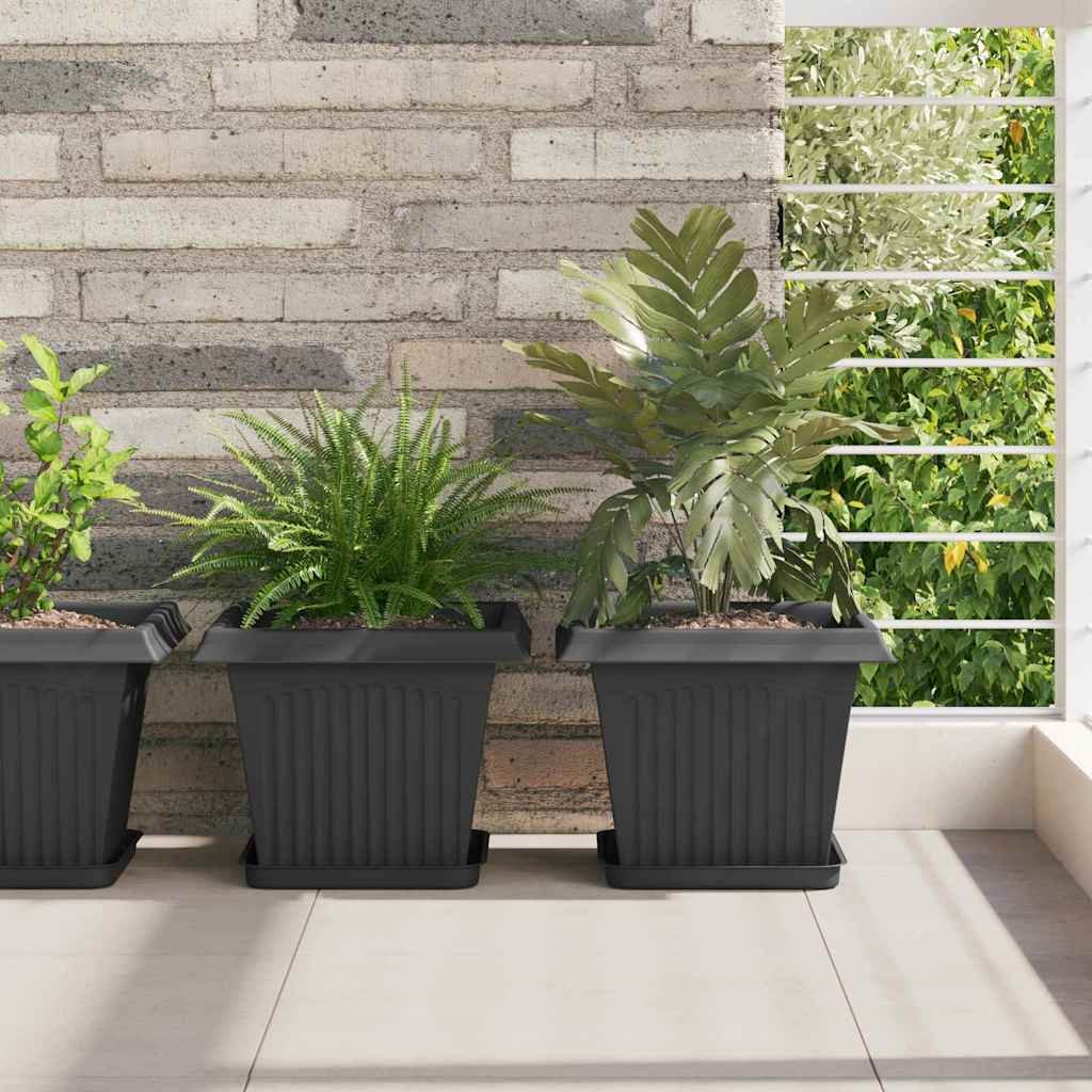 Walplus Pack of 24 Plastic Plant Pot - Black - 28.5 x 28.5 x 22 cm