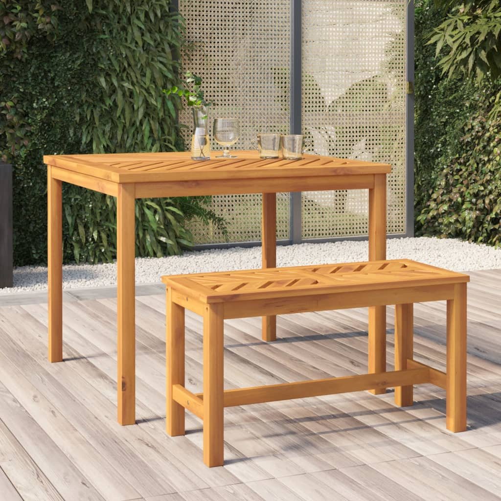 Walplus Solid Acacia Wood Garden Dining Table - Brown - 90 x 90 x 74 cm