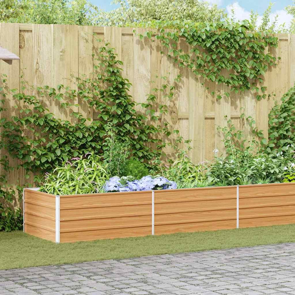 Walplus Galvanised Steel Raised Garden Bed - Light Brown - 600 x 80 x 45 cm