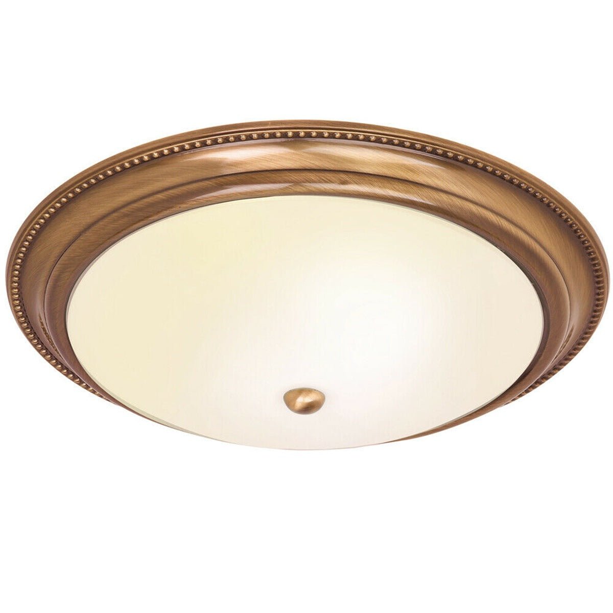Loops Direct Steel and Glass Semi Flush Ceiling Light - Brass and Frosted Glass
