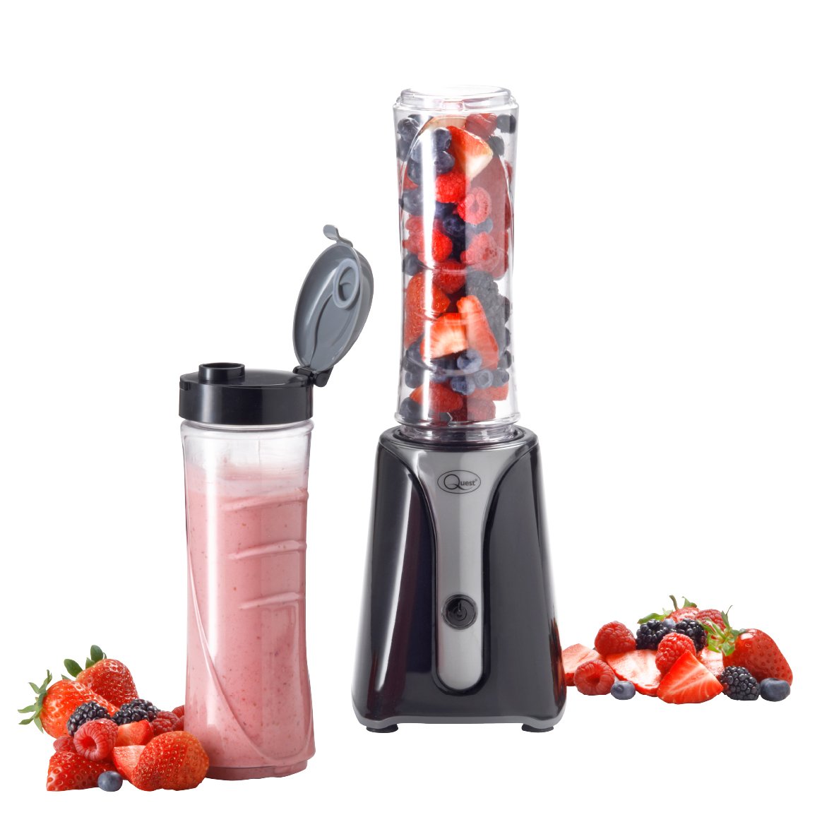 Quest Personal Blender  With  2 x 600ml Bottles -  Black & Grey