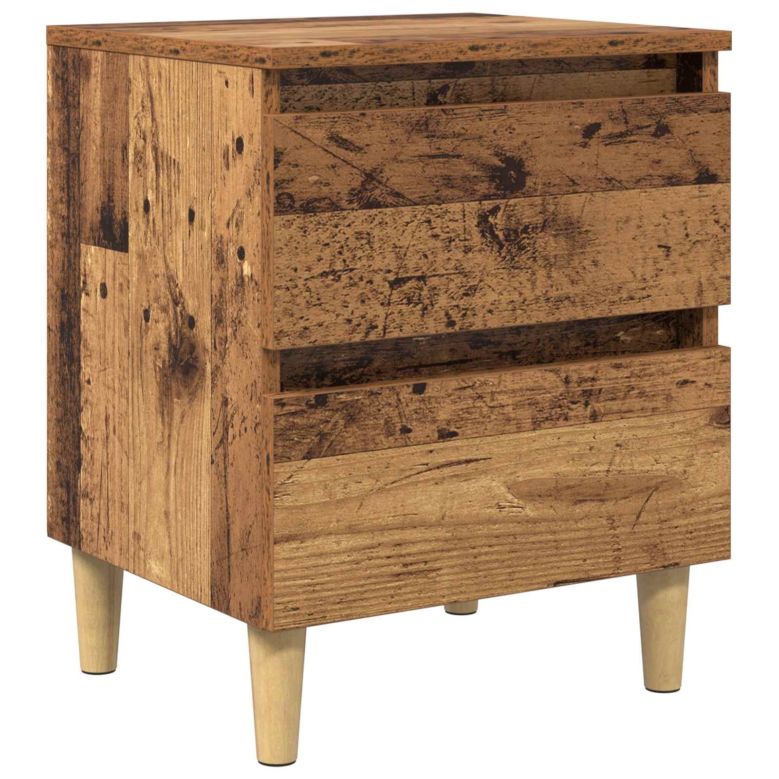 Walplus 2 Drawer Wood Bedside Cabinet Wood Back - Dark Wood - 40 x 35 x 50 cm