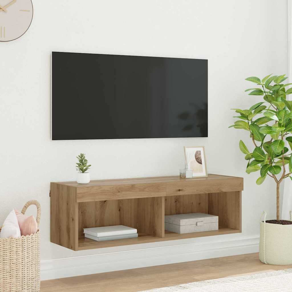 Walplus Engineered Wood TV Wall Cabinet - Artisan Oak - 100 x 30 x 30 cm